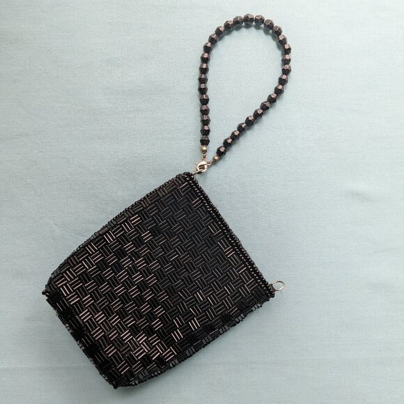 Vintage Black Beaded Phone/Cigarette/Tissue Pouch/Purse with Remove-able Strap - Picture 2 of 14